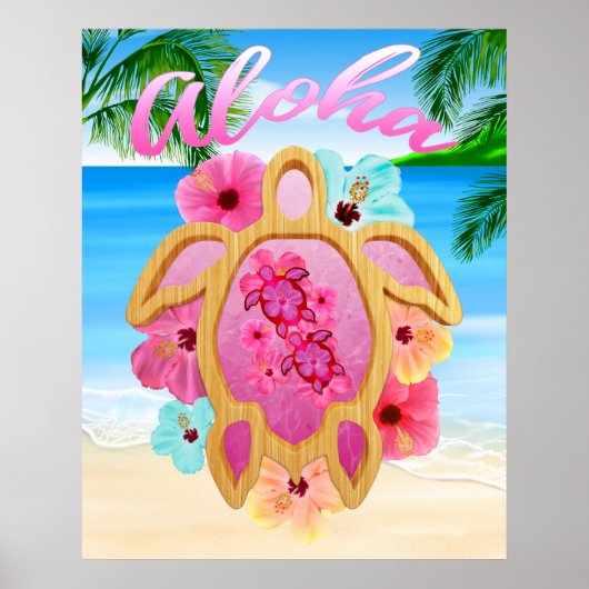 Aloha Honu Sea Turtle 3 Poster (Voorkant)