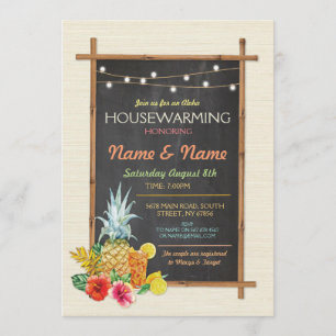 Aloha Housewarming Luau Tiki New Home Invite Kaart