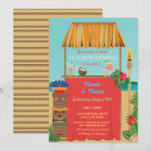 Aloha Housewarming Tiki New Home Luau Invite Kaart