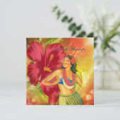 Aloha Hula Girl hawaii retro strand vrijgezellenfe Kaart (Staand voorkant)