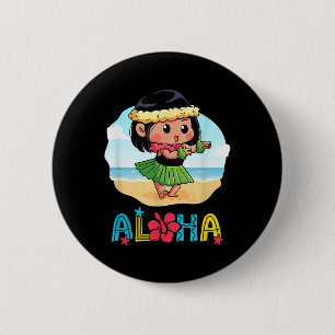 Aloha Hula Hawaiian Schattige Meisje Danser Summer Ronde Button 5,7 Cm