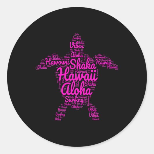 Aloha I Love Hawaii Zee Turtles Shaka Surfing Vibe Ronde Sticker (Voorkant)