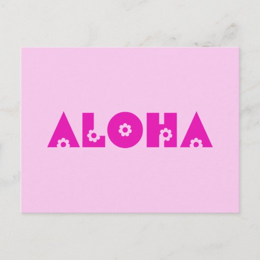 Aloha in roze briefkaart (Voorkant)