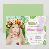 Aloha invitation d'anniversaire avec la photo (Devant / Derrière)