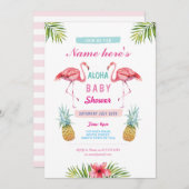 Aloha invitation de Laua d'ananas de Flamant rose (Devant / Derrière)