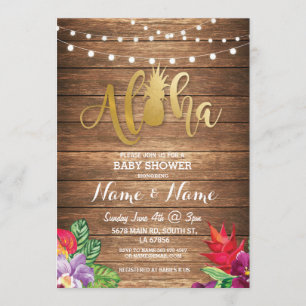 Aloha invitation en bois de garçon de fille