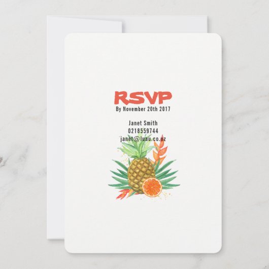 Aloha, Invitation Tropicale à l'Ananas (Dos)