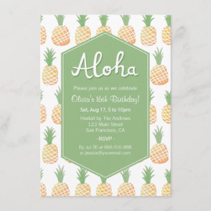 Aloha invitations de fête d'anniversaire d'ananas