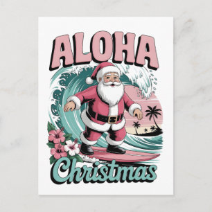 Aloha Kerstmis Hawaï Kerstman Surfen Tropisch Feestdagenkaart