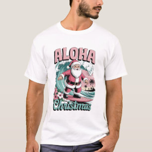 Aloha Kerstmis Hawaï Kerstman Surfen Tropisch T-shirt