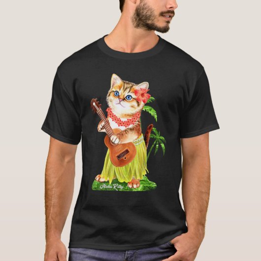 Aloha Kitten Hula Summer Cat Cute T-shirt (Voorkant)