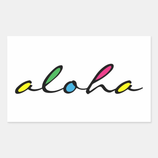 ALOHA kleurrijk Rechthoekige Sticker (Voorkant)