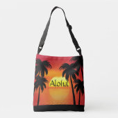 Aloha Kleurrijke Hawaiiaanse palmbomen en zonsonde Crossbody Tas (Achterkant)