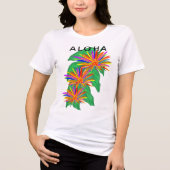 Aloha kleurrijke tropische bloemen groene bladeren Tri-Blend shirt (Voorkant)