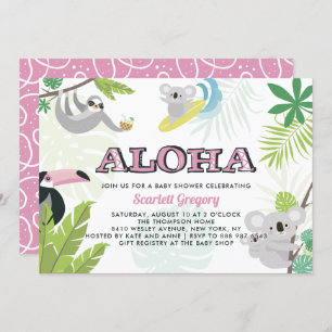 Aloha Koala Invitation Baby shower rose tropical