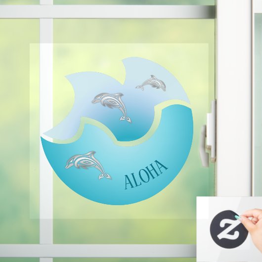 Aloha | Kustdolfijnen met blauwe golven Raamsticker (Huis)