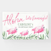 Aloha Laten we Flamingle tropische verjaardag part Spandoek (Horizontaal)