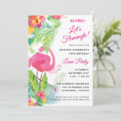 Aloha Let's Flamingle Luau Birthday Party Kaart (Staand voorkant)