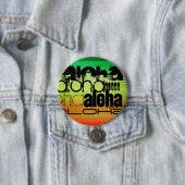 Aloha; Levendig groen, Sinaasappel en geel Ronde Button 7,6 Cm (In situ)