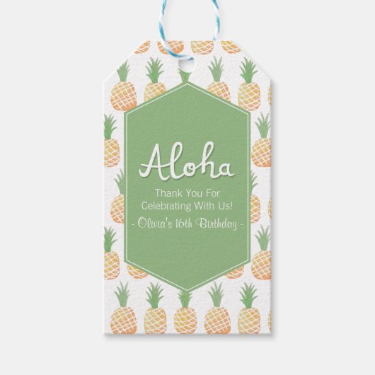 Aloha Luau ananas patroon dank u cadeau Labels Cadeaulabel (Voorkant)