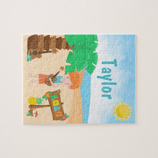 Aloha Luau Beach Cheveux rouges Boy Jigsaw Puzzle (Horizontal)