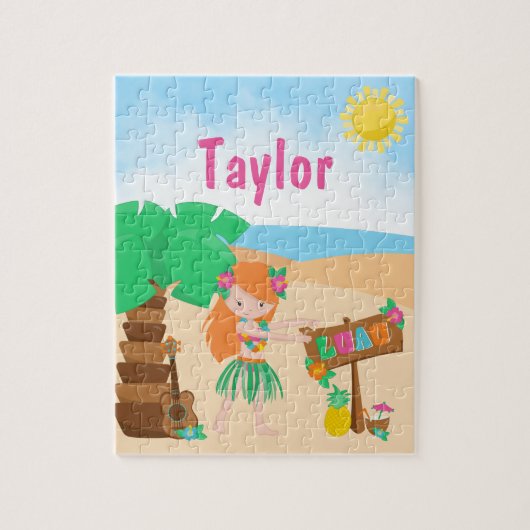 Aloha Luau Beach Cheveux rouges fille puzzle puzzl (Vertical)