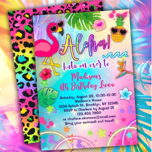 Aloha Luau Birthday Uitnodiging