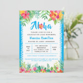Aloha Luau Graduation Tropicale Bleu Invitation (Debout devant)