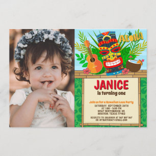 Aloha Luau Hawaiian Tropical Summer Birthday Foto Kaart