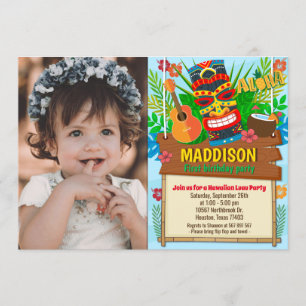Aloha Luau Hawaiian Tropical Summer Birthday Foto Kaart