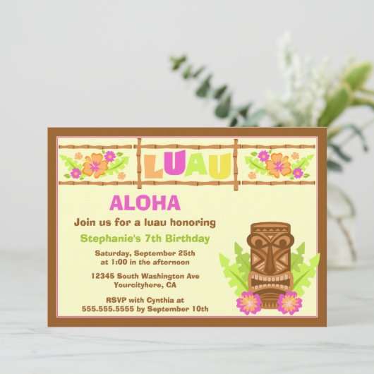 Aloha luau hibiscus op feestelijke feestdag kaart (Staand voorkant)