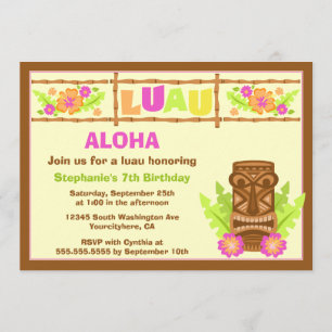 Aloha luau hibiscus op feestelijke feestdag kaart