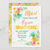 Aloha Luau Invitation Anniversaire (Devant / Derrière)