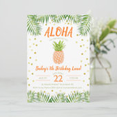Aloha Luau Invitation Anniversaire Ananas Tropical (Debout devant)