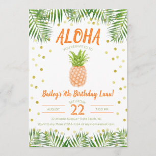 Aloha Luau Invitation Anniversaire Ananas Tropical
