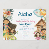 Aloha Luau Kids Birthday Invitation (Devant)