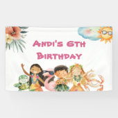Aloha Luau Kids Birthday Spandoek (Horizontaal)