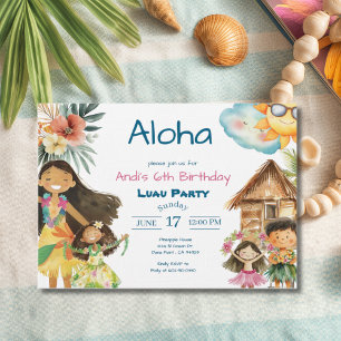 Aloha Luau Kinderverjaardagsuitnodiging Kaart