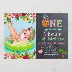 Aloha Luau Tropical 1er Anniversaire Invitation