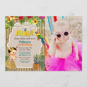 Aloha Luau Tropical Birthday Photo Invitation