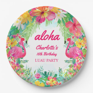 Aloha Luau Tropical Flamingo Birthday Party Papieren Bordje