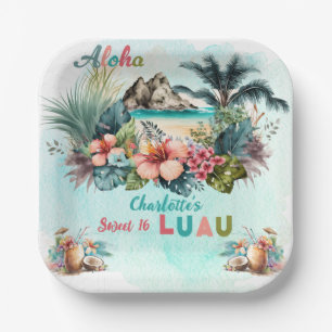 Aloha Luau Tropical Island Beach Sweet 16 Party Papieren Bordje