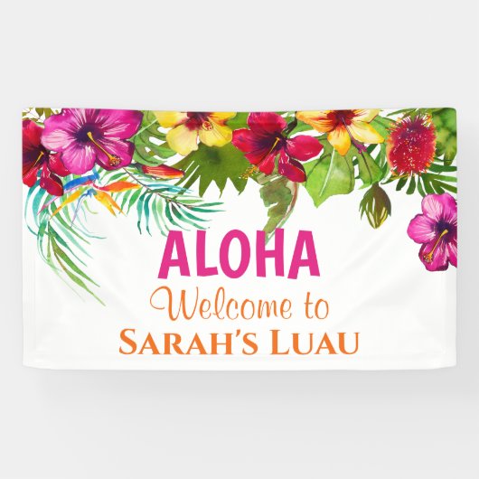 Aloha Luau Tropical Party Banner (Horizontaal)
