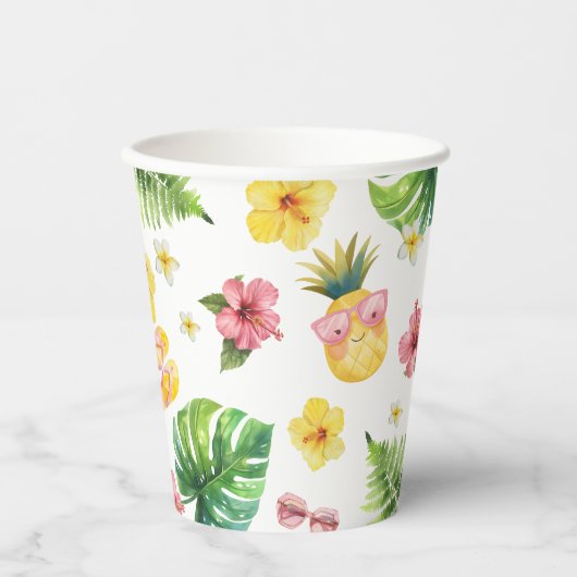 Aloha Luau Tropisch verjaardagsfeestje Papieren Bekers (Voorkant)