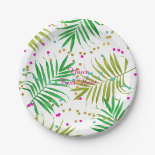 Aloha Luau Tropische Bladeren Verjaardagsfeestje Papieren Bordje