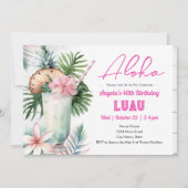 Aloha Luau Tropische Drink Verjaardag Kaart (Voorkant)