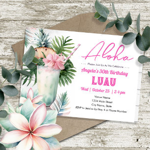 Aloha Luau Tropische Drink Verjaardag Kaart