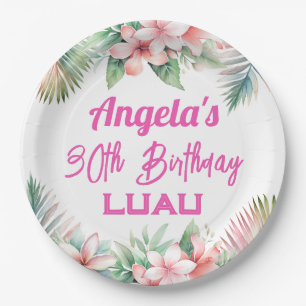 Aloha Luau Tropische Volwassen Verjaardag Papieren Bordje