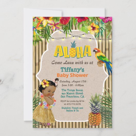 Aloha Luau — Uitnodiging tot tropisch Baby shower (Voorkant)