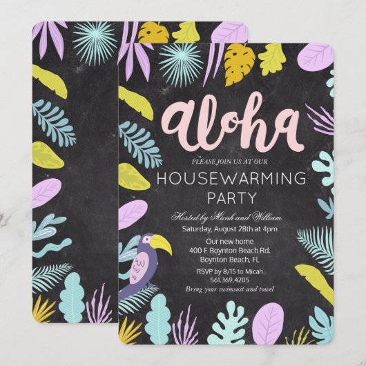 Aloha Luau - Uitnodiging voor Tropische Housewarmi (Voorkant / Achterkant)